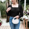 Anna-Kaci Women's Square Neck Gathered Smocked Sleeve Bishop Blouse - 4 of 4