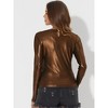 Allegra K Women's Long Sleeve Puff Sleeve Party Glitter Shiny Metallic Tops - 4 of 4