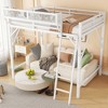 Racxily Queen Size Loft Bed with Ladder, Metal Queen Loft Bed with Storage Shelves, High Loft Bed for Kids Teens, White - 2 of 4
