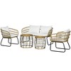 Outsunny 5 Piece PE Rattan Outdoor Furniture Set with Cushioned Chairs, Loveseat Sofa & Stackable Coffee Tables - 4 of 4