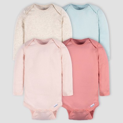 Image of Gerber Baby 4pk Long Sleeve Onesies - Blue/Pink 0-3M