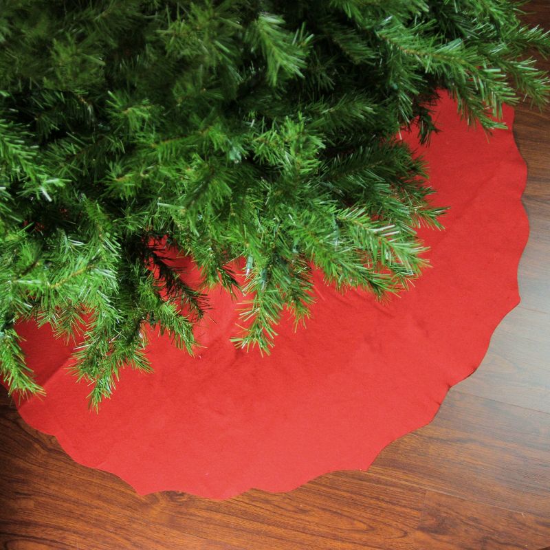 Northlight Scalloped Edge Christmas Tree Skirt - 48" - Red, 2 of 4