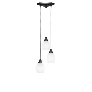 Toltec Lighting Europa 3 - Light Pendant in  Matte Black with 5" White Linen  Shade - 1 of 1