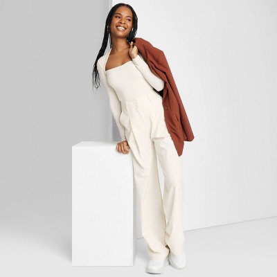 Women's Wide Leg Trousers - Wild Fable™ Off-white 8 : Target