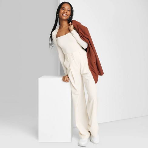 Women's Wide Leg Trousers - Wild Fable™ Off-white 16 : Target