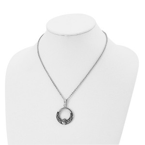 Chisel Stainless Steel Antiqued and Polished Claddagh Pendant on a 18" Cable Chain Necklace - 1 of 4