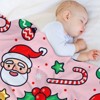 FIONECA Christmas Blanket with Santa Claus Candy Cane Christmas Ornaments and Holly Pink Design 40x50 inches - 4 of 4