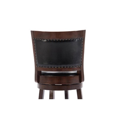Bristol 24" Cappuccino Leather Swivel Counter Stool with Brass Accents