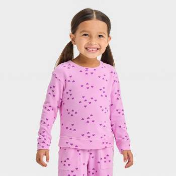 Toddler Girls' Fleece Zip-Up Hearts Sweatshirt - Cat & Jack™ Gray 12M