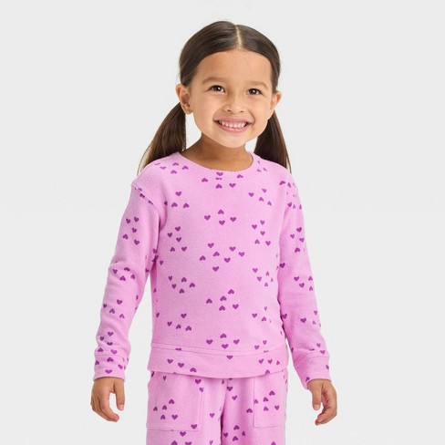 Toddler Girls\' Hearts Fleece Sweatshirt - Cat & Jack™ Purple 2t : Target