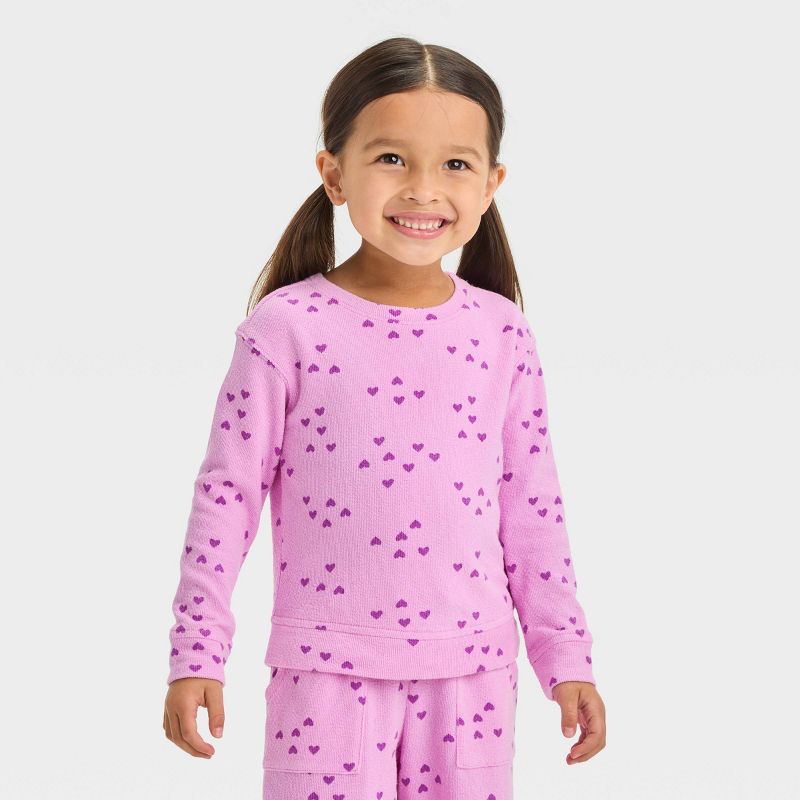 Toddler Girls' Hearts Fleece Sweatshirt - Cat & Jack™ Purple, 1 of 5