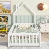 CAVINAS Twin/Full Size Bed Frame with House-Shaped Headboard & Fences,Modern Floor Bed for Kids Room,Bedroom - 3 of 4