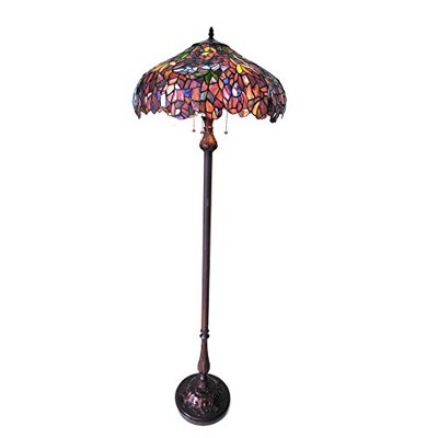 HomeStock Katie Tiffany-Style 3 Light Wisteria Floor Lamp 20" Shade
