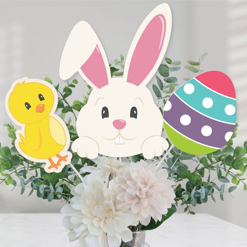 Big Dot of Happiness Hippity Hoppity - Easter Bunny Party Centerpiece Sticks - Table Toppers - Set of 15, 1 of 8
