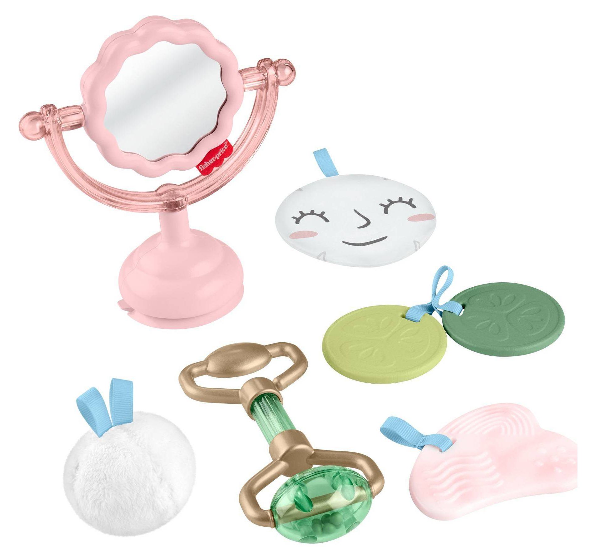 Fisher-Price Mini Me Moments Self-Care Sensory Set Baby Rattle & Teether Learning Toys - 6pc