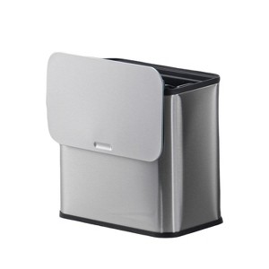 1.3 Gal Hanging Trash Can with Lid, Stainless Steel Kitchen Compost Bin for Countertop or Under Sink, Wall Mounted Waste Bin for Cupboard/Bathroom - 1 of 4