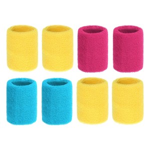 Unique Bargains Sweat Absorbent Elastic Tennis Basketball Badminton Wrist Sweatbands 8 Pcs - 1 of 4