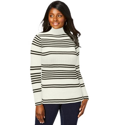 Jessica London Women's Plus Size Ribbed Cotton Turtleneck Sweater