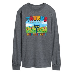 Men's Pete the Cat Taurus Long Sleeve Graphic T-Shirt - Heather Charcoal - 2 X-Large - 1 of 4