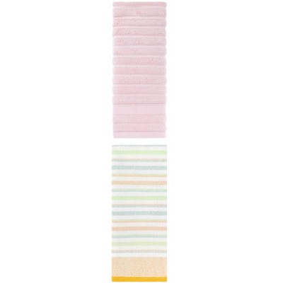 REGALWOVEN Striped Pattern Decorative Cotton Bathroom Hand Towels 14" x 30"/13" x 27" 2 Pcs