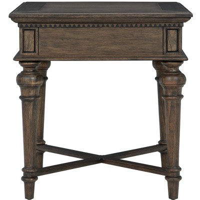 Beige Rectangular Wood End Table with Storage Drawer