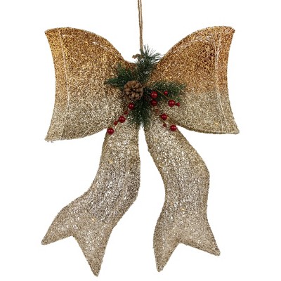 Northlight 23 Led Lighted Champagne Gold Ombre Mesh Bow Christmas  Decoration : Target