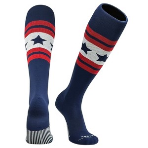 PEAR SOX USA Banner 2 Knee High Baseball, Football, Soccer Socks - Navy, Red, White - 1 of 3
