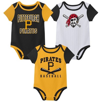 MLB Pittsburgh Pirates Infant Boys' White Pinstripe 3pk Bodysuits - 0-3M