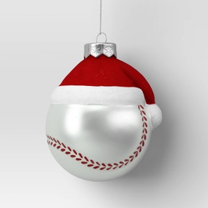 4" Christmas Glass Baseball with Hat Ornament - Wondershop™ - 1 of 3