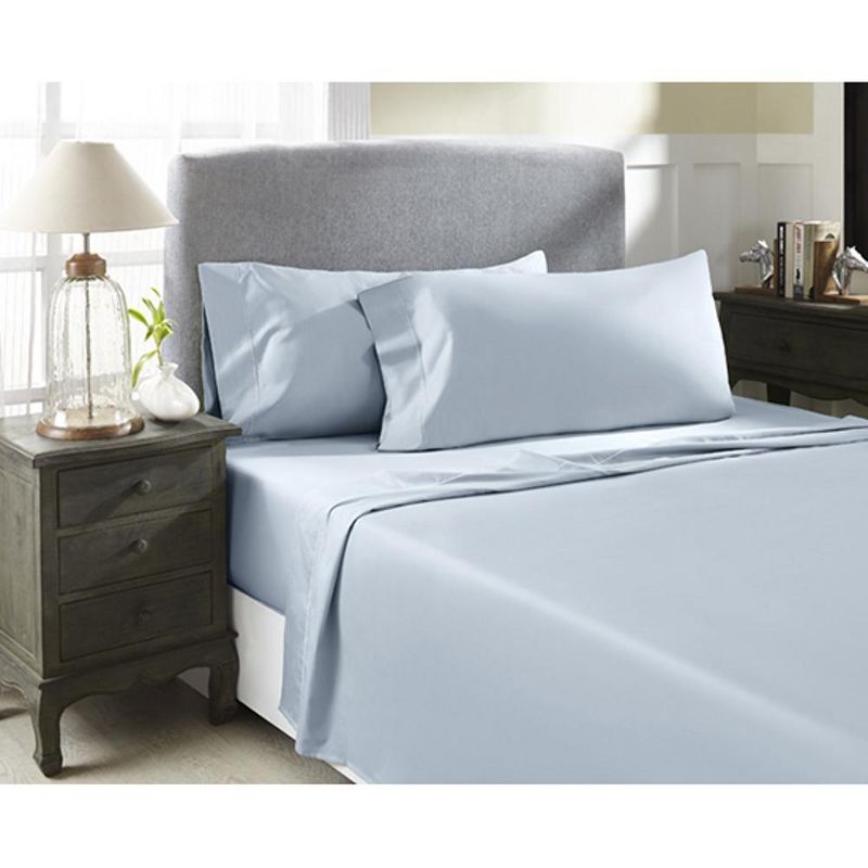 Perthshire Platinum Concepts 800 Thread Count Solid Sateen Sheet - 4 Piece Set - Lite Blue, 1 of 5