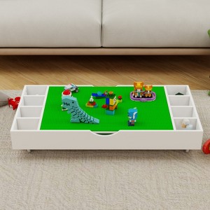 LOVSON The 2 in 1 Rollaway Play Table and Toy Organizer Compatible with Lego Suitable for Storing Under Bed or Sofa-White - 1 of 4