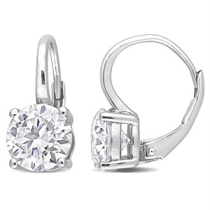 EVERLY JEWELRY |  Sterling Silver 3-1/5 CT DEW Created Moissanite-White LeverBack Earrings - 1 of 4