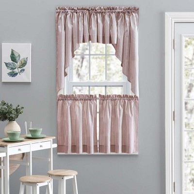 Brick Stripe Polyester Cotton Rod Pocket Valance 58" x 15"