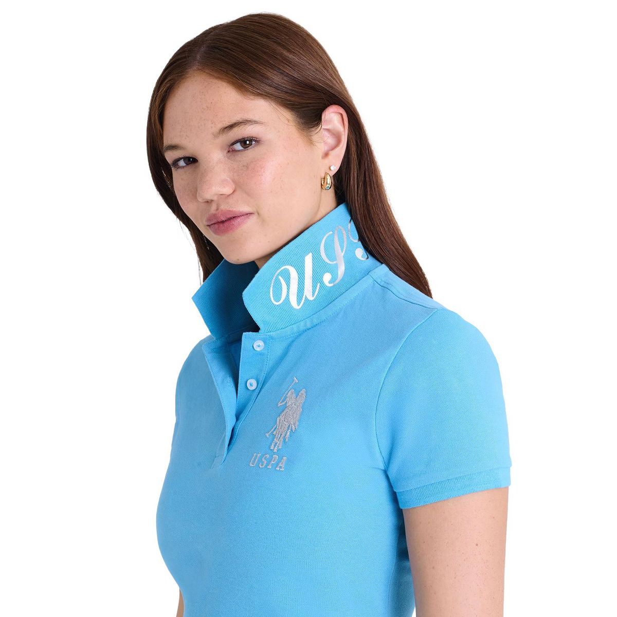 U.S Polo Assn. Women's Metallic Print Polo Shirt - thumbnail 3