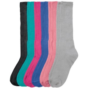 Comfort Choice Women's Plus Size 6-Pack Rib Knit Socks - 1 of 4