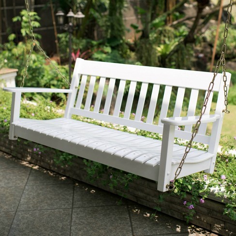 White store swing bench