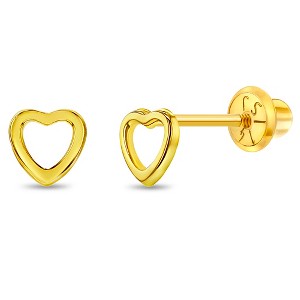 Girls' Petitel Open Heart Screw Back 14k Gold Earrings - In Season Jewelry - 1 of 4