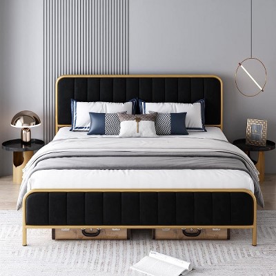 Hub Styler Golden Button Tufted Headboard Bed