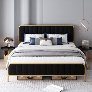 Hub Styler Golden Button Tufted Headboard Bed - 1 of 4
