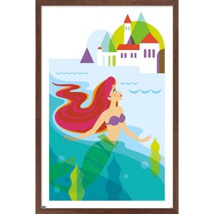 Trends International Disney The Little Mermaid - Ariel with Castle Framed Wall Poster Prints - 1 of 4