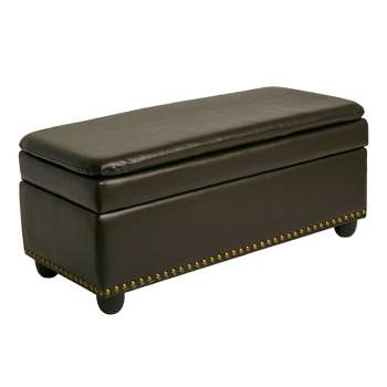 BrylaneHome 400 Lbs. Weight Capacity Extra Wide Studded Ottoman Storage Furniture (400 Lb. Capacity)