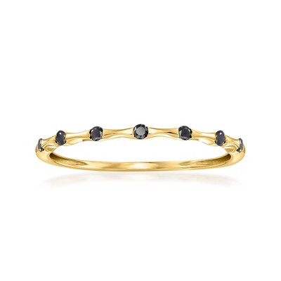 Pure Collection by Ross-Simons 0.10 ct. t.w. Black Diamond Bamboo-Style Ring in 14kt Yellow Gold