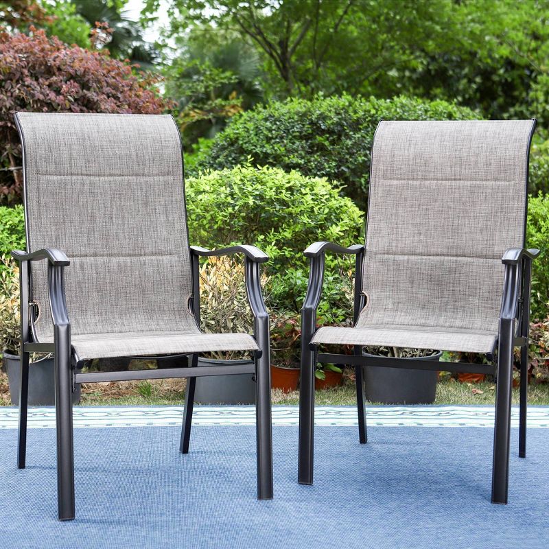 5pc Patio Dining Set, Steel Table with Umbrella Hole, Padded Arm Chairs - Captiva Designs, Weather-Resistant, Rust-Resistant, 3 of 16