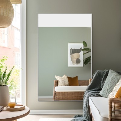 Lirago 60" Modern Silver Framed Bathroom Mirror Sleek Rectangle Vanity Mirror with Easy Installation for Bathroom Bedroom or Entryway