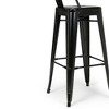 Industrial Metal Barstool with Curved Slatted Back, Footrest, and Cross Brace, Set of 2 for Kitchen, Bar, or Condo - 4 of 4