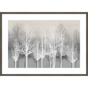 41" x 30" Trees on Gray by Kate Bennett Wood Framed Wall Art Print - Amanti Art: Snowy Landscape, Black & White - 1 of 4