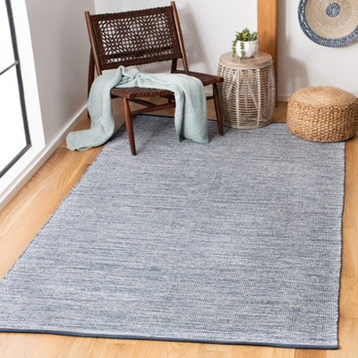 Handwoven Navy Blue Cotton 3' x 5' Reversible Area Rug