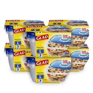 Glad GladWare Deep Dish Food Storage Containers with Lids, Large ...