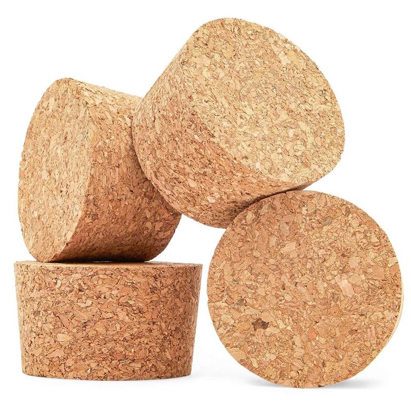 Juvale 4-Pack Large Cork Stoppers, Cork Lids for Mason Jars, Arts and Crafts Projects, 2.44 x 2.20 x 1.50 In (Size #34), 1 of 8