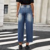 Coolmee Women's Barrel Jeans Trendy High Waisted Wide Leg Baggy Relax Fit Stretch Denim Trouser Ankle Pants - 3 of 4